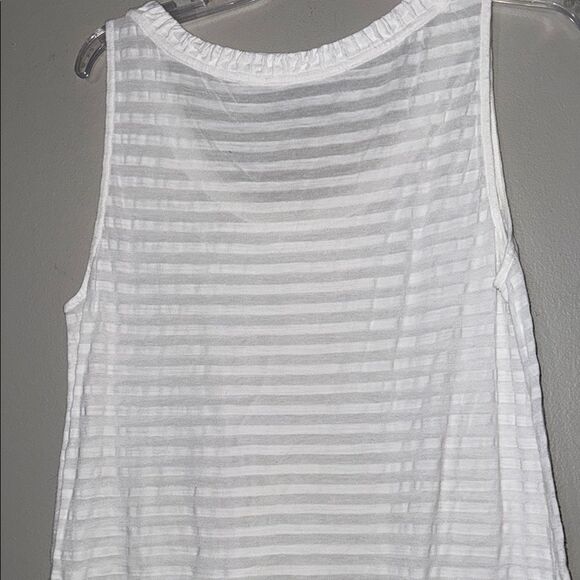 LOFT White Sleeveless Tank Top with Textural Stripes - Picture 8 of 8